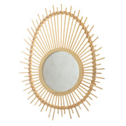 Handwoven Natural Mirror – Sunburst Bamboo Frame Wall Mirror - Habitt