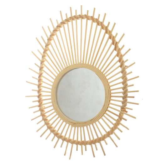 Handwoven Natural Mirror – Sunburst Bamboo Frame Wall Mirror