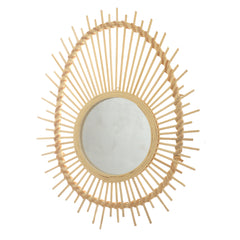 Handwoven Natural Mirror – Sunburst Bamboo Frame Wall Mirror