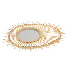 Handwoven Natural Mirror – Sunburst Bamboo Frame Wall Mirror