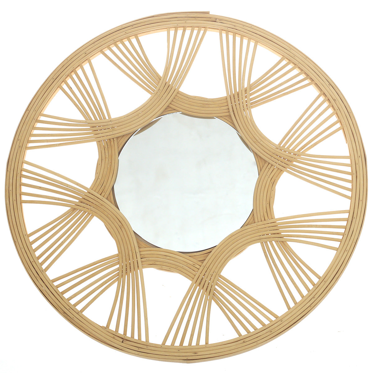 Natural Rattan Round Wall Mirror – 18 x 18 Inch