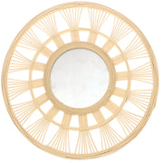 Natural Round Mirror 18 x 18 Inch Handwoven Bamboo Wall Mirror - Habitt