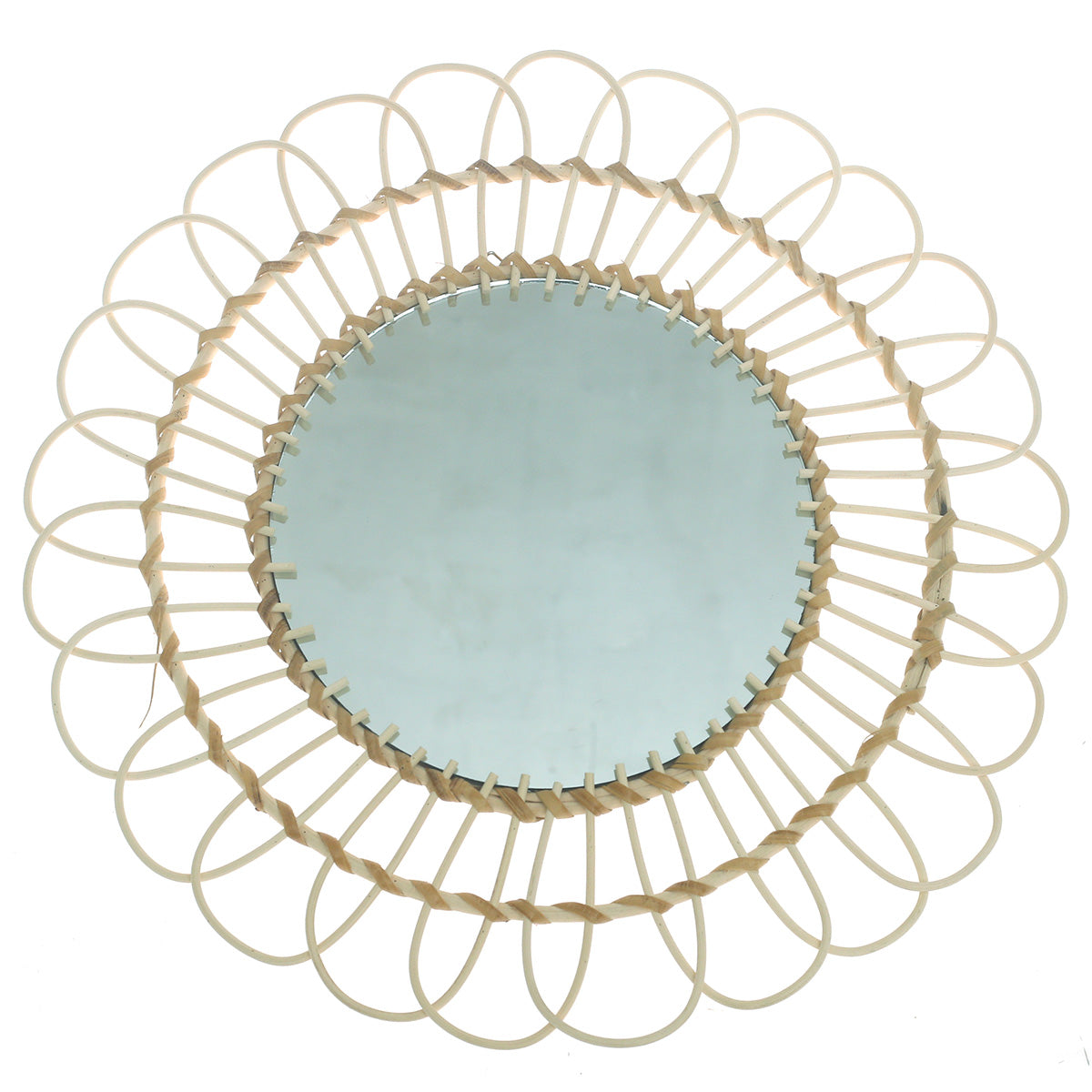 Handwoven Natural Mirror – Decorative Bamboo Loop Frame Wall Mirror