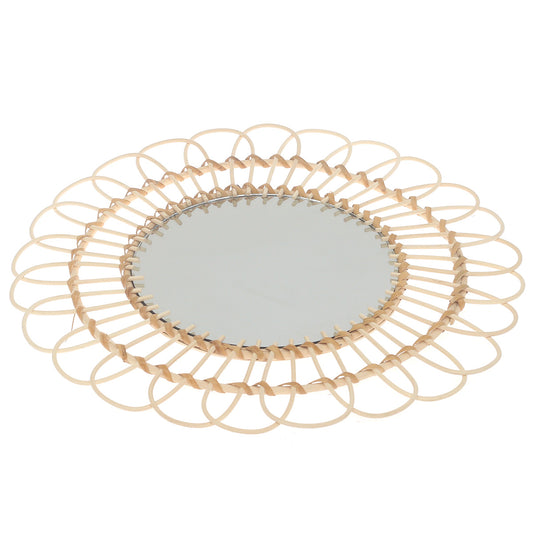 Handwoven Natural Mirror – Decorative Bamboo Loop Frame Wall Mirror