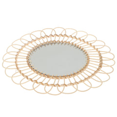 Handwoven Natural Mirror – Decorative Bamboo Loop Frame Wall Mirror