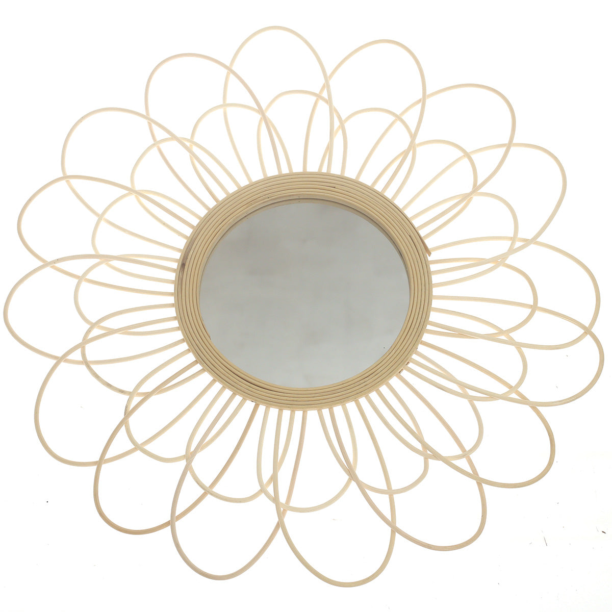 Handwoven Natural Mirror – Decorative Bamboo Loop Frame Wall Mirror