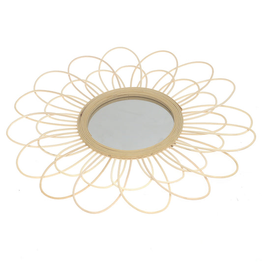 Handwoven Natural Mirror – Decorative Bamboo Loop Frame Wall Mirror