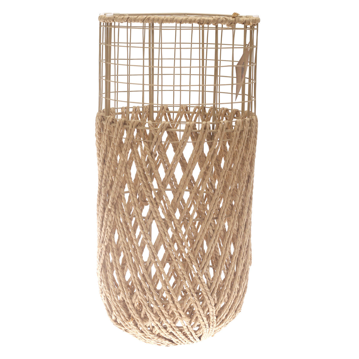 Small Natural Rope & Metal Decorative Vase – 19 Inch Handwoven Floor Accent