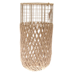 Small Natural Rope & Metal Decorative Vase – 19 Inch Handwoven Floor Accent