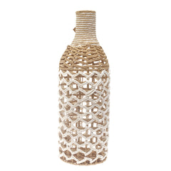 Small White & Natural Rope Decorative Vase – 24 Inch Handwoven Floor Accent