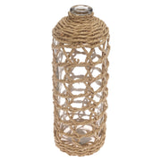 Transparent Glass Vase with Handwoven Natural Fiber Wrap – 13 Inch Height - Habitt