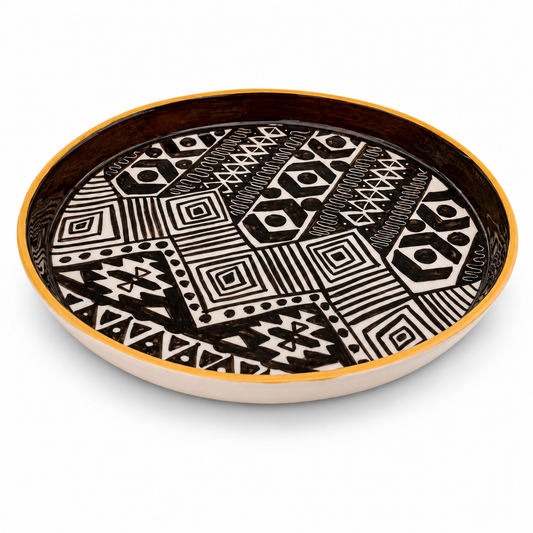 Ethnic Decorative Platter – 12x12, Multi Warm Boho