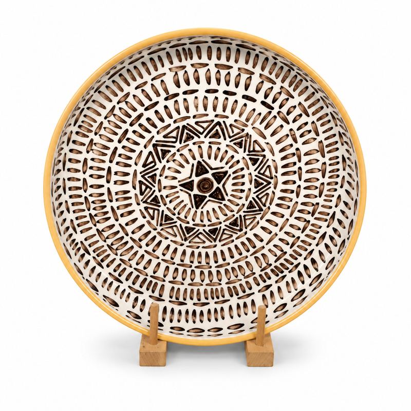 Textured Woven Decorative Platter – 12x12, Multi Warm Boho