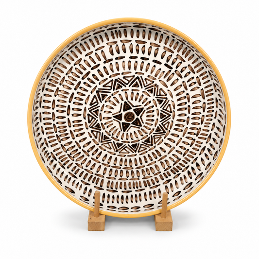 Textured Woven Decorative Platter – 12x12, Multi Warm Boho
