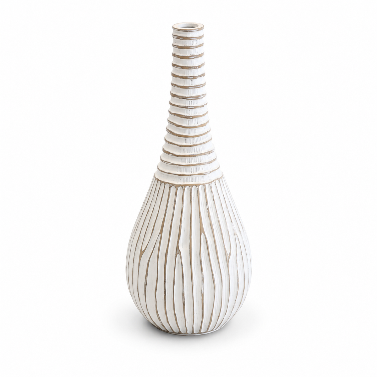 Narrow Neck Decorative Vase – Oval, White, Large – HBT 21-7