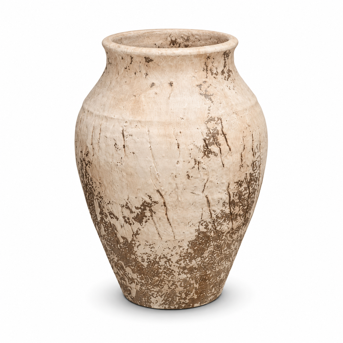 Neutral Textured Decorative Vase – Oval, Brown, Medium – HBT 4-9