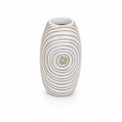 Oval Pattern Decorative Vase – White, Small – HBT 21-9
