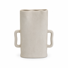 Rectangular Handle Cylinder Decorative Vase – Grey, Large – HBT 21-13