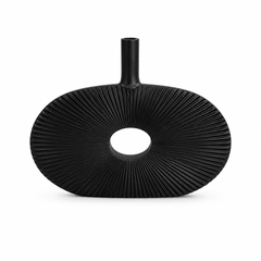 Slim Lining Oval Decorative Vase – Black, Large – HBT 21-1