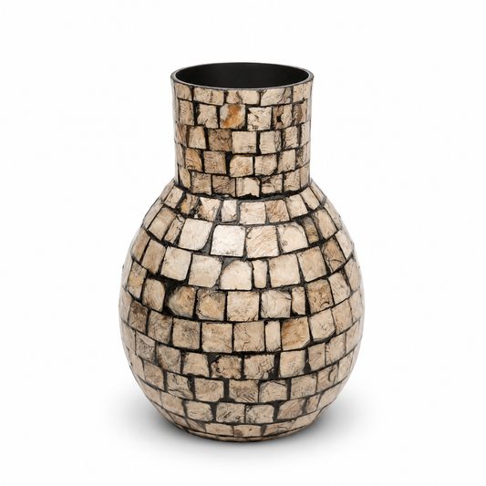Black Mother of Pearl Vase