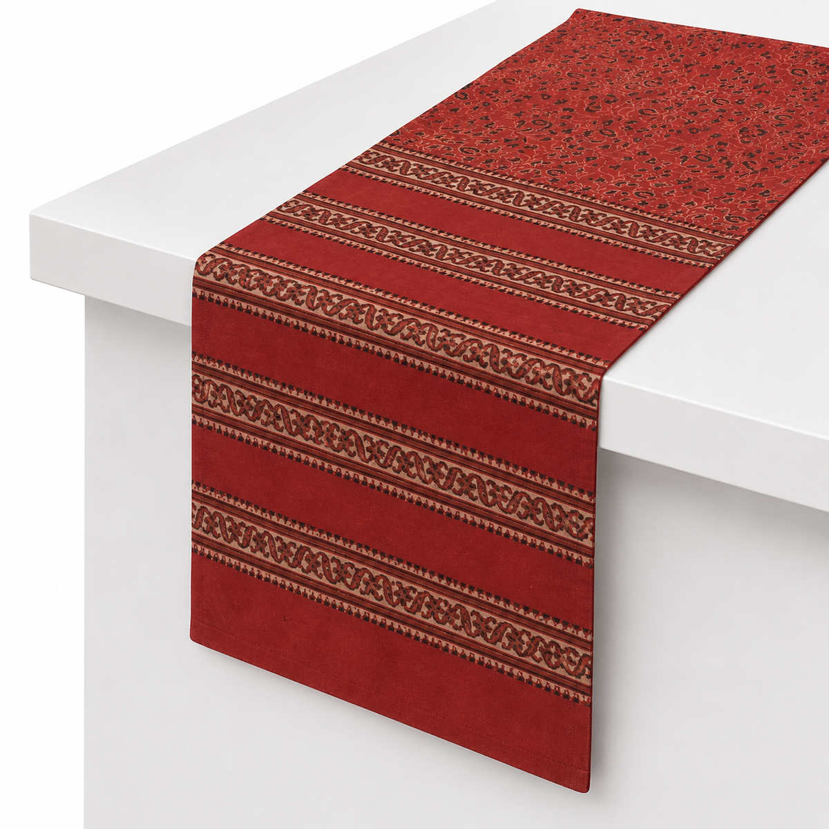 Madder Floral Runner 14x45" – Rustic Ethnic Printed Table Runner
