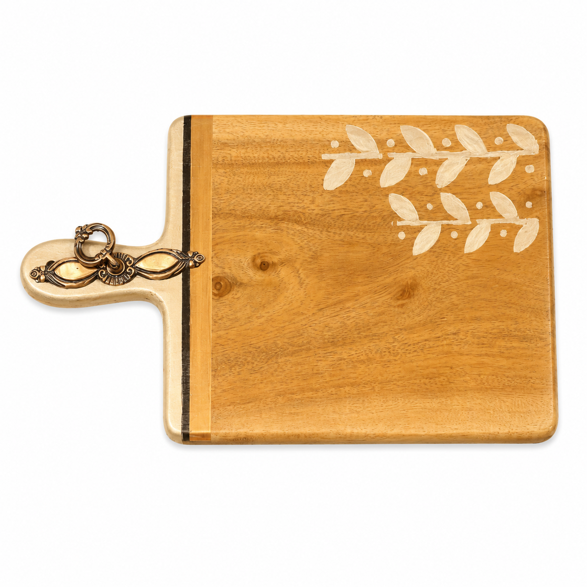 Silver Printed Bamboo Serving Board with Decorative Handle