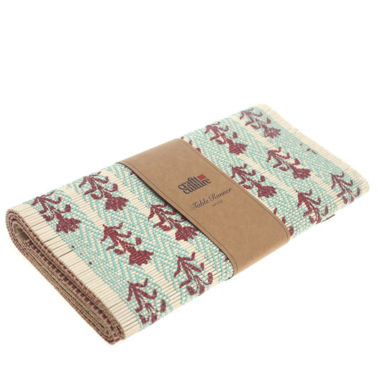 Resham Phool Bamboo Table Runner 13x72" – Eco-Friendly Handwoven Floral Runner