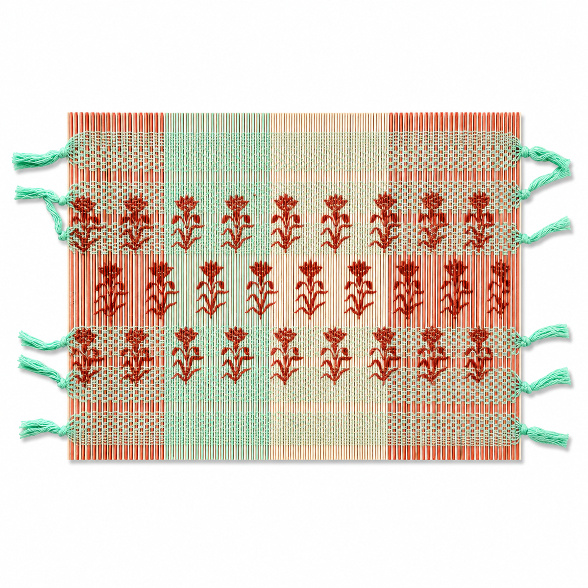 Resham Phool Bamboo Placemat 13x19" – Handcrafted Eco-Friendly Floral Table Mat