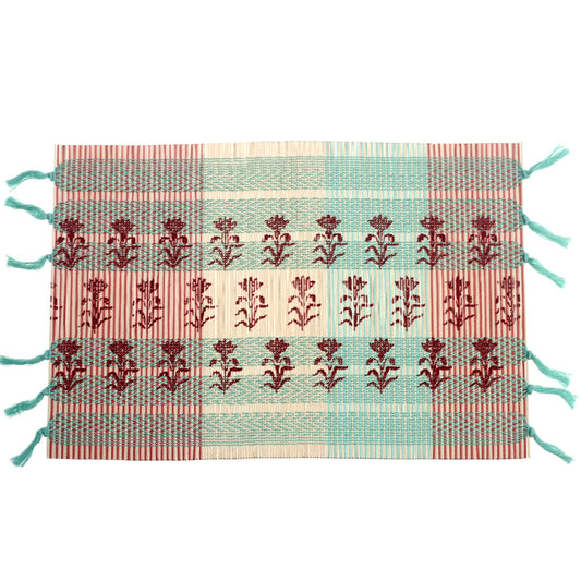 Resham Phool Bamboo Placemat 13x19" – Handcrafted Eco-Friendly Floral Table Mat