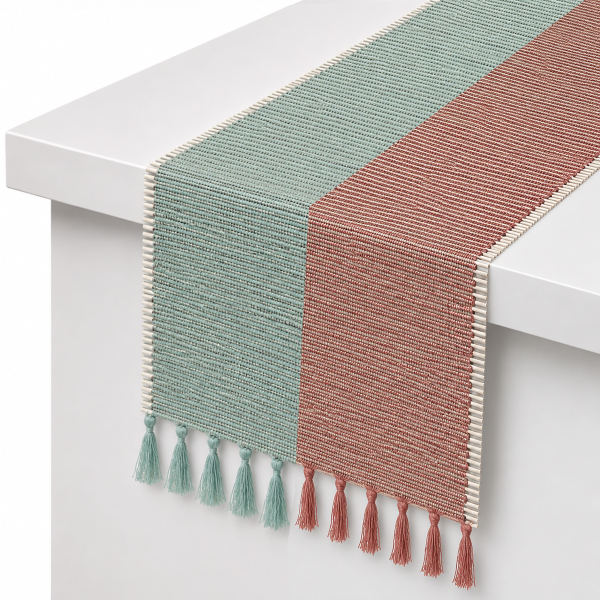 Shaded Pastels Bamboo Table Runner 13x72" – Handwoven Eco-Friendly Dining Table Décor