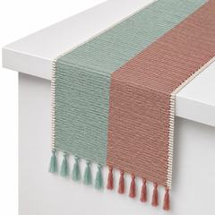 Shaded Pastels Bamboo Table Runner 13x72" – Handwoven Eco-Friendly Dining Table Décor