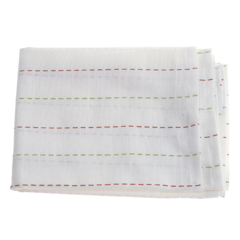 White Kantha Cotton Napkins – Set of 2 Hand-Stitched Table Napkins - Habitt