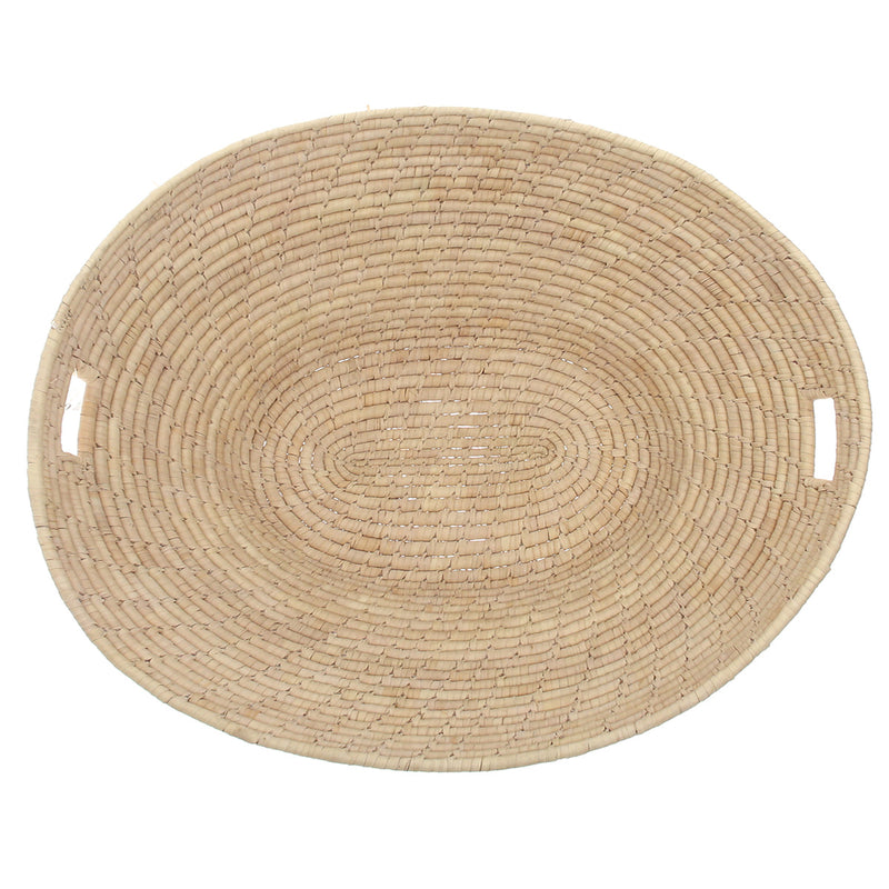 Handwoven Natural Basket – Oval Storage & Serving Basket with Handles (24x21x9 cm) - Habitt