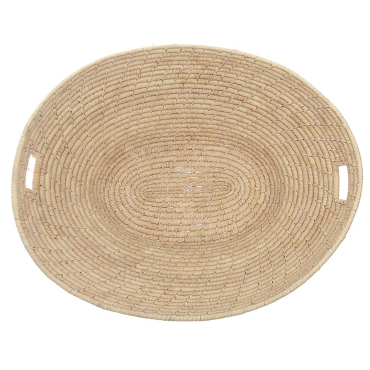 Handwoven Natural Basket – Oval Storage & Serving Basket with Handles (24x21x9 cm)