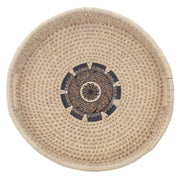 Handwoven Round Basket with Mandala Design – Natural Storage & Serving Tray (2.5x14 in) - Habitt