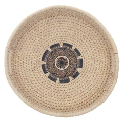 Handwoven Round Basket with Mandala Design – Natural Storage & Serving Tray (2.5x14 in)