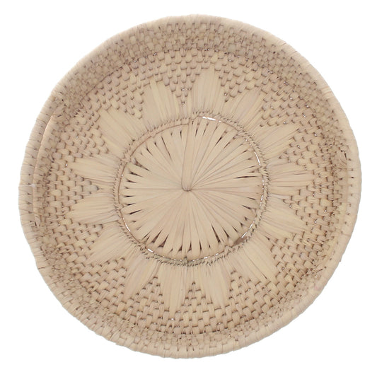 Handwoven Round Palm Leaf Basket – Natural Storage & Serving Tray (3x12 in)