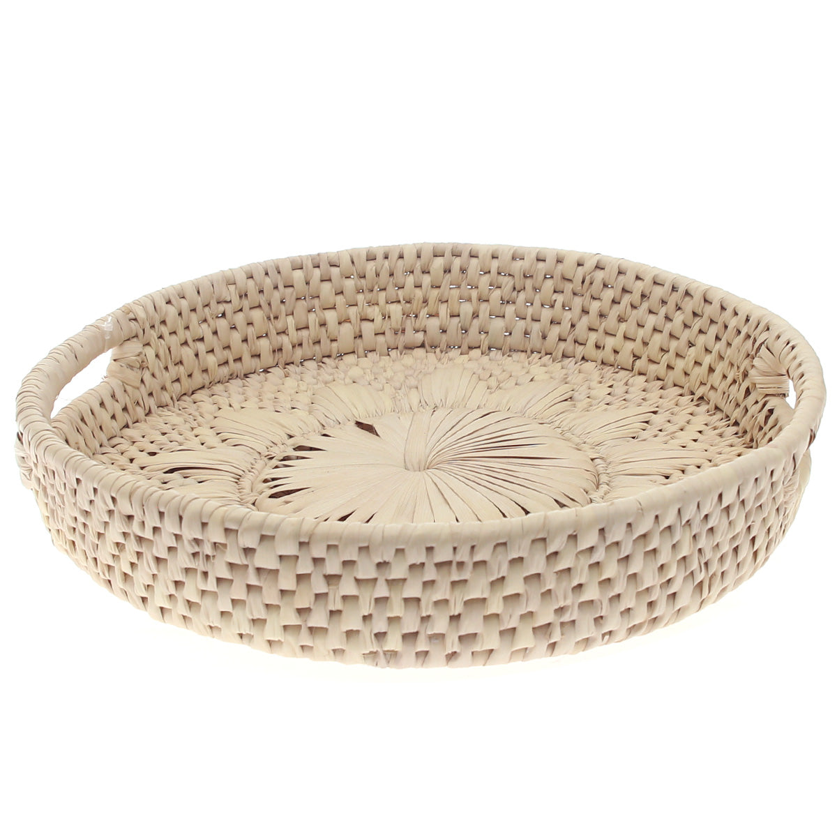 Handwoven Round Palm Leaf Basket – Natural Storage & Serving Tray (3x12 in)