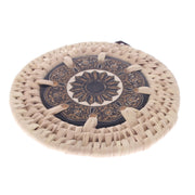 Handwoven Coaster with Red & Gold Mandala Design – Set of 6 (UC-B-38) - Habitt