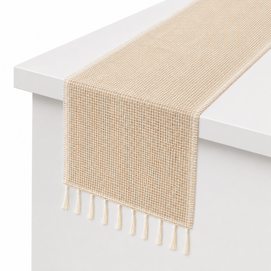 Neutral Drama Bamboo Runner 13x45" – Minimalist Natural Table Runner