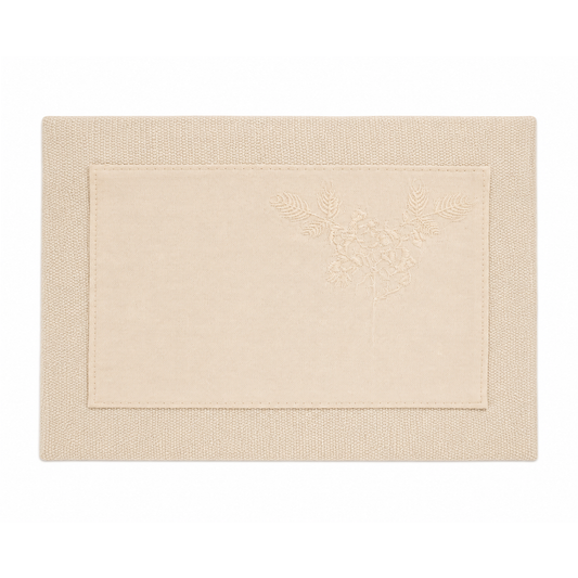 Neutral Flora Embroidered Table Mat – Beige 13 x 19 Inch