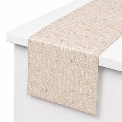 Beige, Brown & Gold Mother of Pearl Tile Table Runner – 14 x 45 Inch