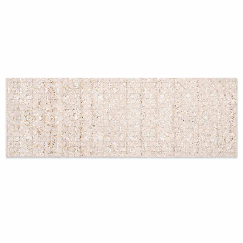 Beige, Brown & Gold Mother of Pearl Tile Table Runner – 14 x 45 Inch