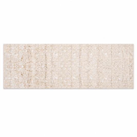 Beige, Brown & Gold Mother of Pearl Tile Table Runner – 14 x 45 Inch