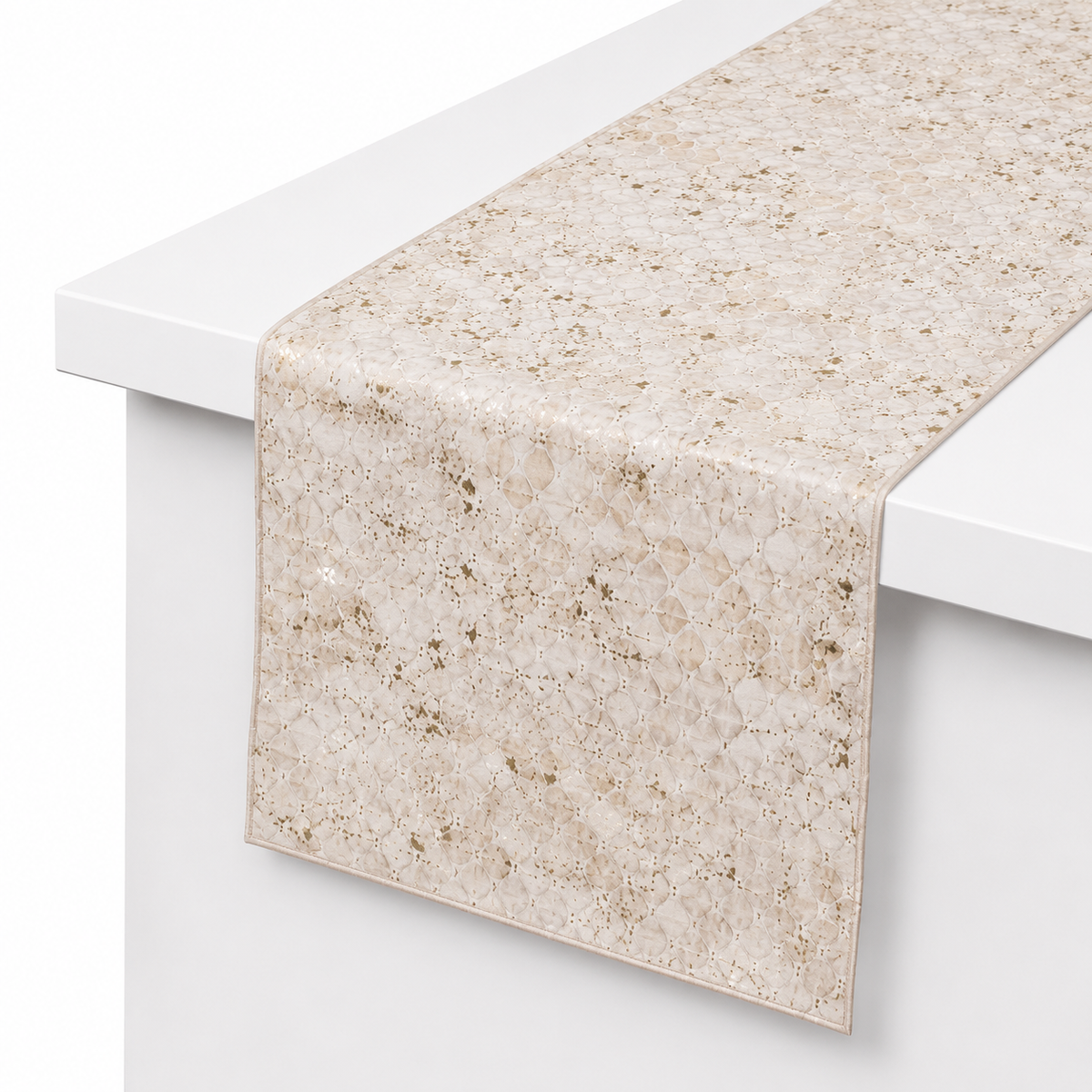 Beige, Brown & Gold Mother of Pearl Table Runner – 14 x 45 Inch
