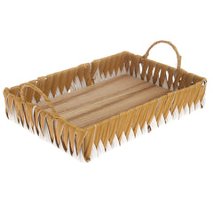 Tray Small White & Yellow – Handwoven Decorative Serving Tray (10 x 14 Inch)
