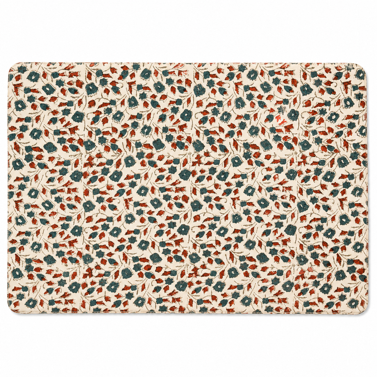 Big Flower Blockprint Table Mat – 11.5 x 17.5 Inch