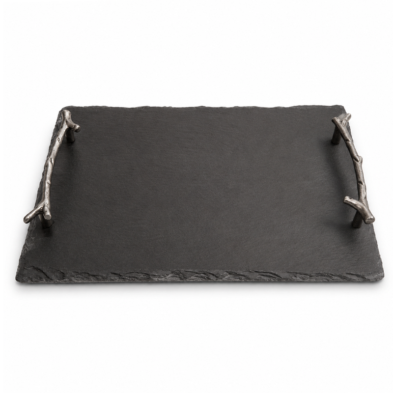 Rectangular Black Decorative Tray with Branch Handles – Small & Large | HBT 22-4
