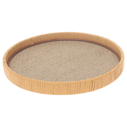 Round Yellow Woven Tray – Natural Decorative Serving Tray | Small & Large
