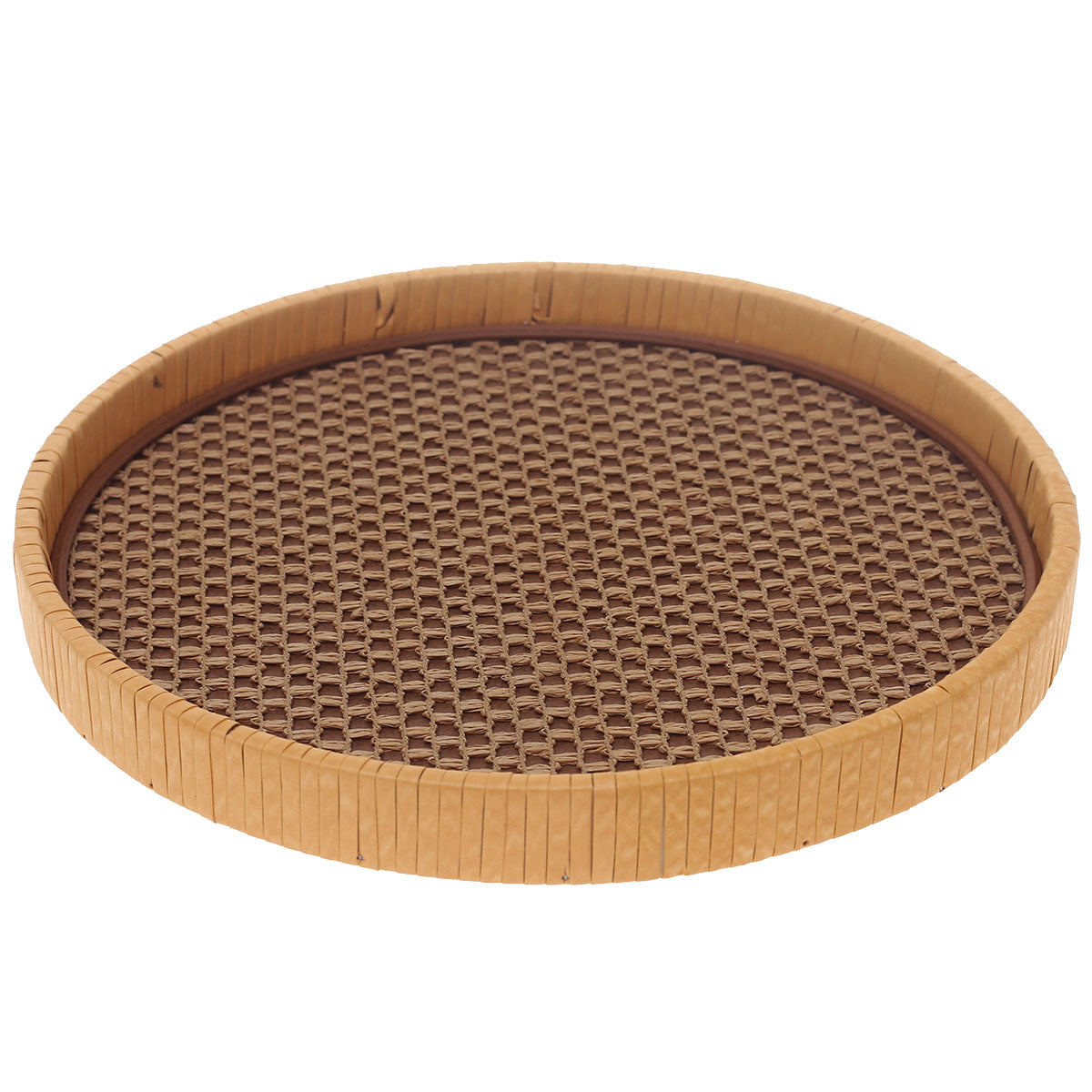 Round Yellow Woven Tray Large – Natural Open-Weave Decorative Tray | HBT 16-9